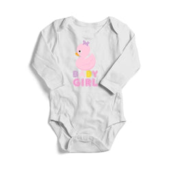 Pink Duck Baby Girl Long Sleeve Bodysuit